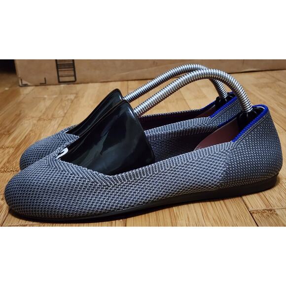 ROTHY'S The Flat Round Toe Gray Knit Birdseye Ballet Comfort Shoes Size 5.5 - Picture 3 of 9